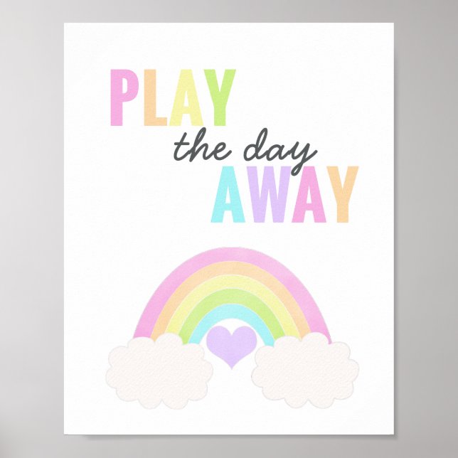 Poster Salle de jeu Jouez toute la journée Arc-en-ciel pa (Devant)