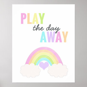 Poster Salle De Jeux Jouer À La Journée Pastel Rainbow