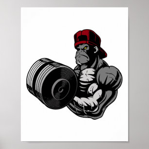 Poster Salle de musculation de gorille de musculation et 