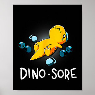 Poster Salle de sport drôle de dinosaure Fitness Musculat