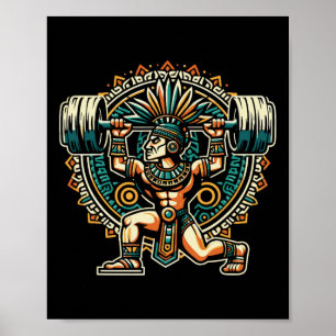 Poster Salle de sport Guerrier Aztèque Musculation Cultur