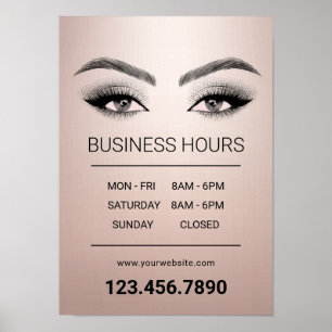 Poster Salon d'artistes de maquillage rose Gold Lashes He