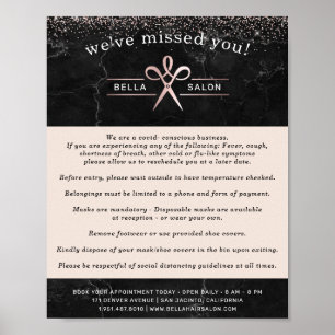 Poster Salon de cheveux en or rose Couvert Sécurité Consc