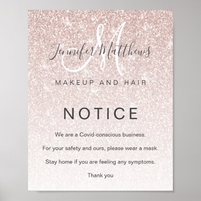 Poster Salon de coiffure rose Gold Parties scintillant CO (Devant)