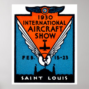 Poster Salon de l'aéronautique 1930 de St Louis