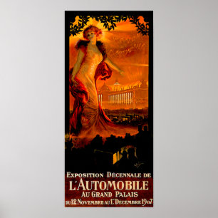Poster Salon de l'automobile de Paris 1907 ~ Annonce auto