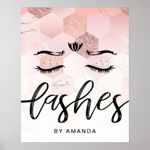 Poster Salon des Gold Lashes Roses personnalisés