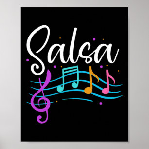 Poster Salsa Notes musicales Latin Musique Danse