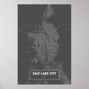 Poster Salt Lake City, Utah (blanc sur noir)