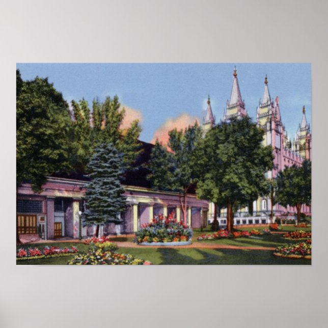 Poster Salt Lake City Utah Mormon Tabernacle et Temple (Devant)