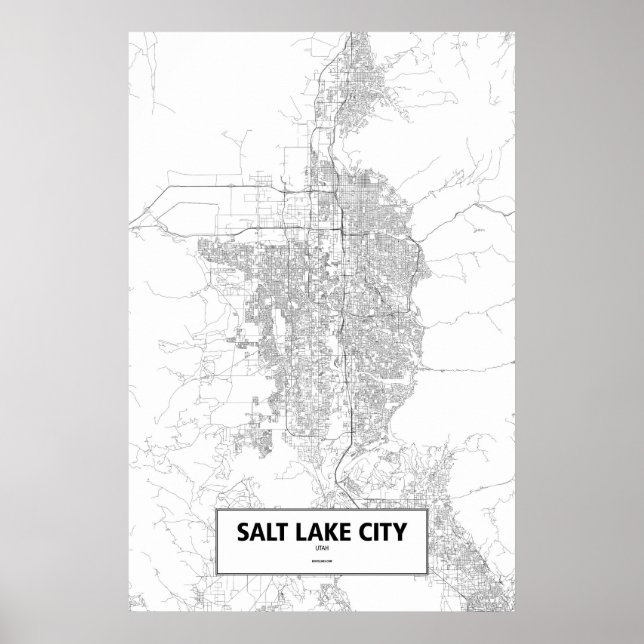 Poster Salt Lake City, Utah (noir sur blanc) (Devant)