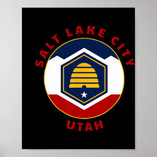 Poster Salt Lake City Utah Nouveau Drapeau Ut Beehive Vac