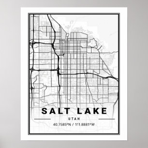 Poster Salt Lake City Utah USA Travel City Map