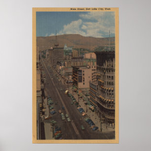Poster Salt Lake City, Utah - Vue sur Main St.