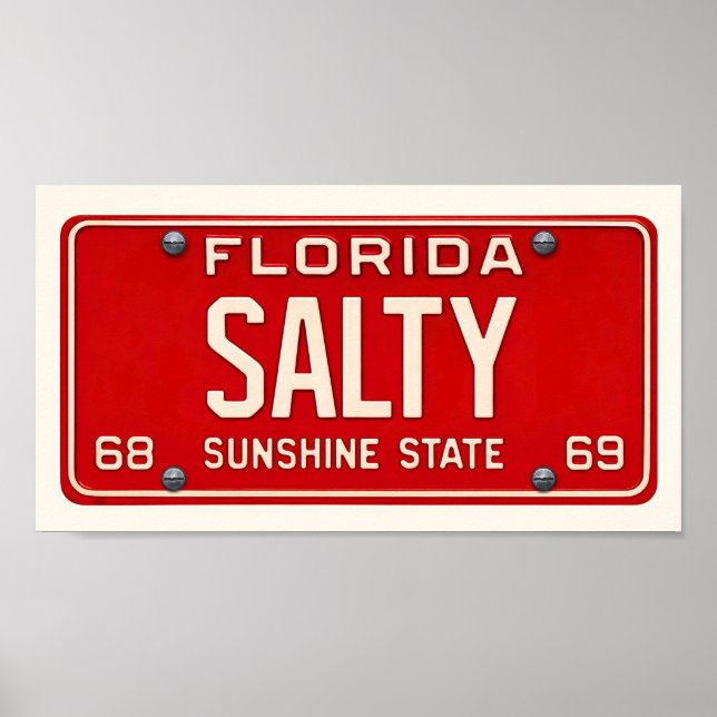 Poster Salty Life | Coastal Retro Florida License Plate (Devant)