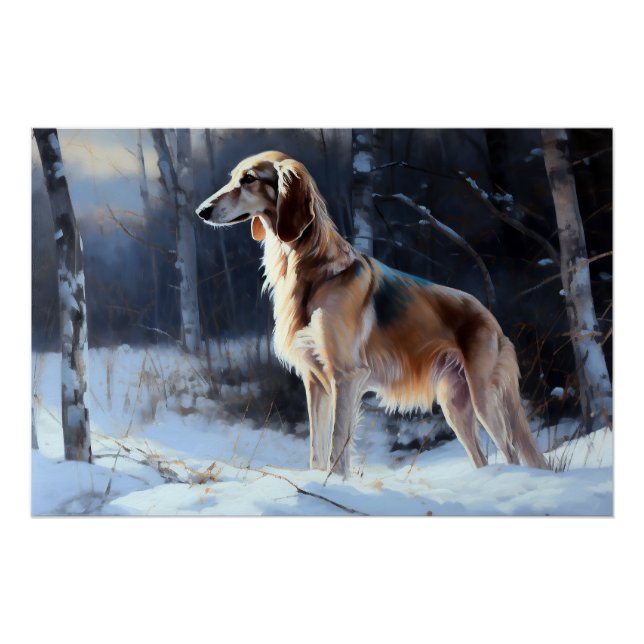 Poster Saluki Laisser neiger Noël (Devant)