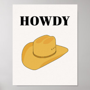 Poster Salut Chapeau De Cow-Boy Jaune