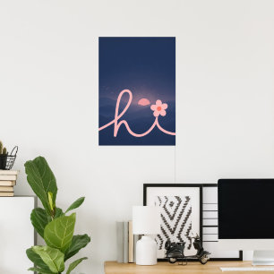 Poster "salut" Conception de coucher de soleil de montagn