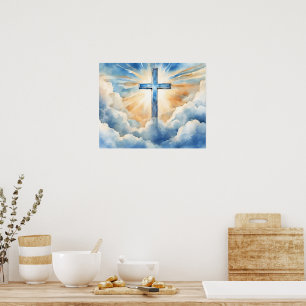 Poster Salut, Croix dans les Nuages,