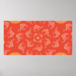 Poster Salutation Belle carte avec chameau. Cadre de l'an