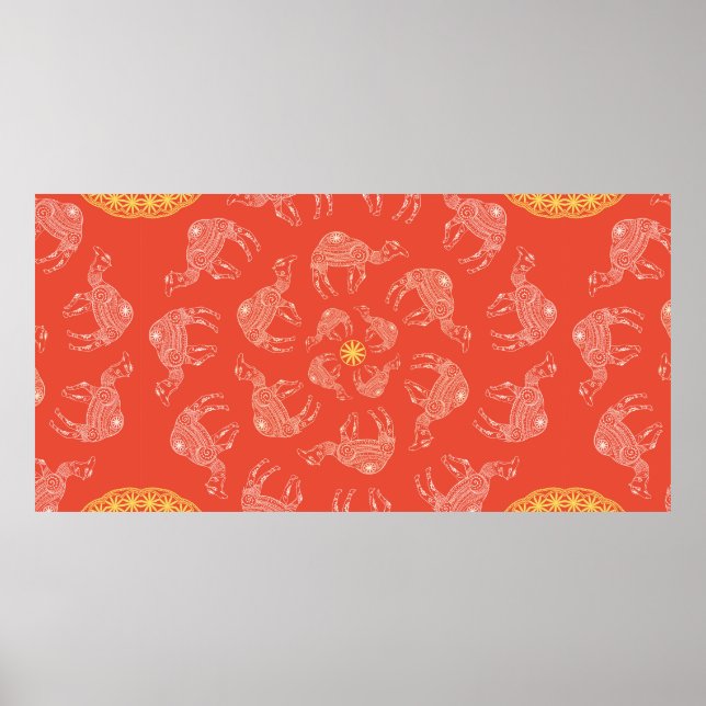 Poster Salutation Belle carte avec chameau. Cadre de l'an (Devant)