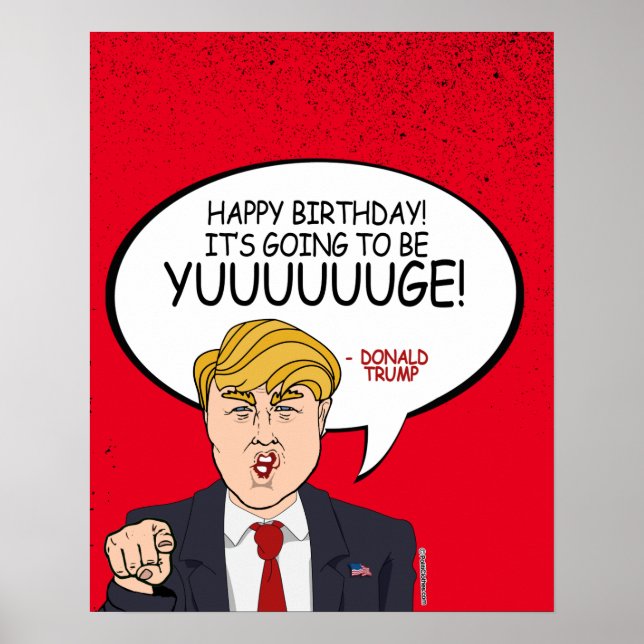 Poster Salutation de Donald Trump - Joyeux anniversaire - (Devant)