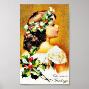 Poster Salutation de Noël avec une fille