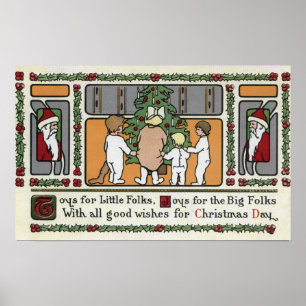 Poster Salutation de NoëlScène Art populaire de Noël