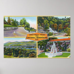 Poster Salutation depuis avec vues Pittoresques