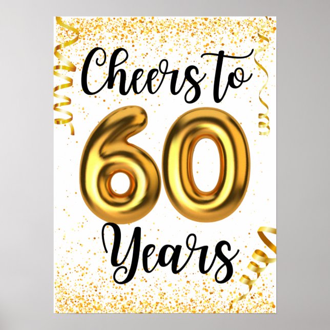 Poster Salutations à 60 ans Elégant Gold Foil Anniversair (Devant)