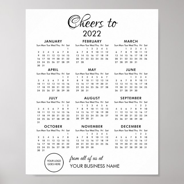 Poster Salutations au Calendrier 2022 Logo d'entreprise (Devant)