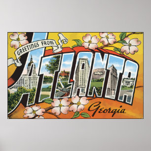 Poster Salutations d'Atlanta la Géorgie, cru