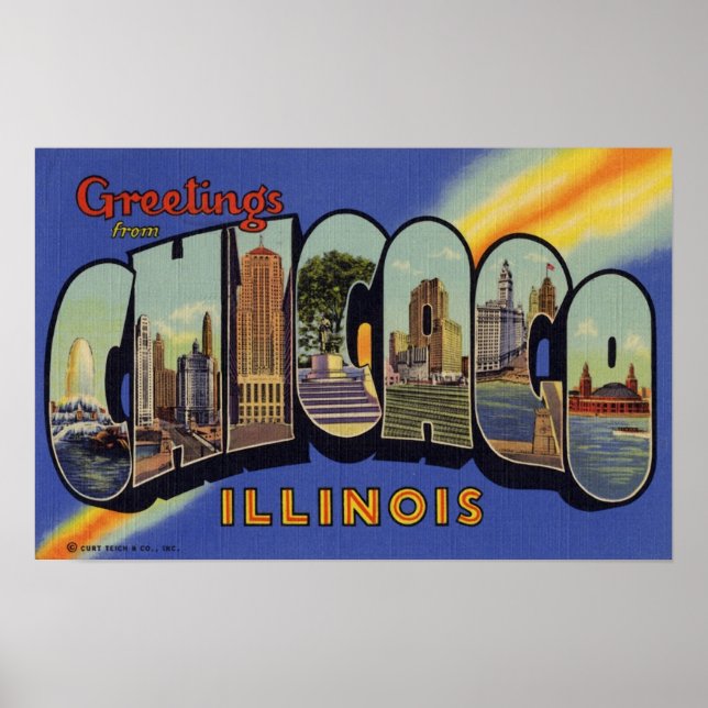 Poster Salutations de Chicago Illinois (Devant)