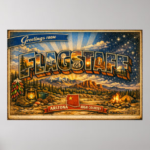 Poster Salutations de Flagstaff Carte Postale Ancienne