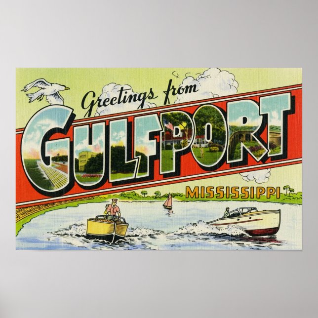 Poster Salutations de Gulfport Mississippi (Devant)