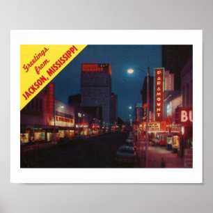 Poster Salutations de Jackson MS, Vintage