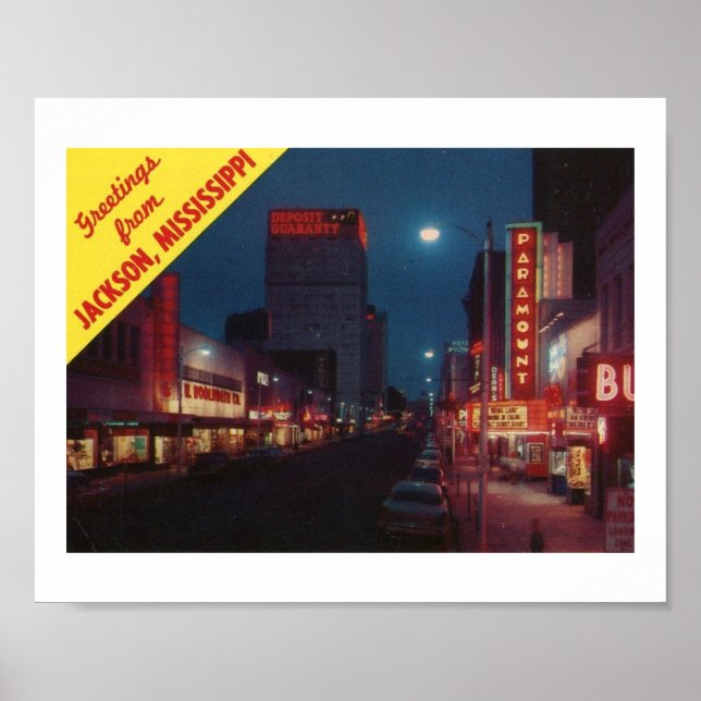 Poster Salutations de Jackson MS, Vintage (Devant)