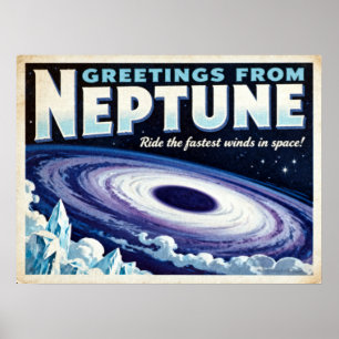 Poster Salutations de l'affiche de Neptune Retro Sci-Fi