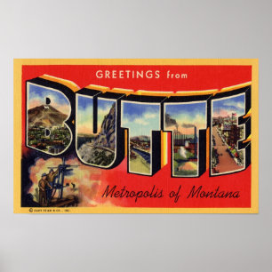 Poster Salutations de métropole de butte du Montana