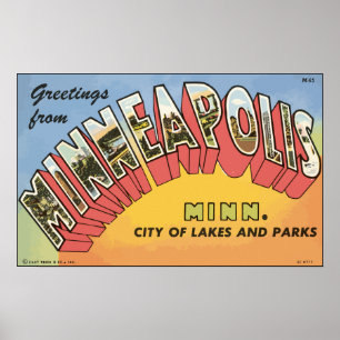 Poster Salutations De Minneapolis Minn., Vintage