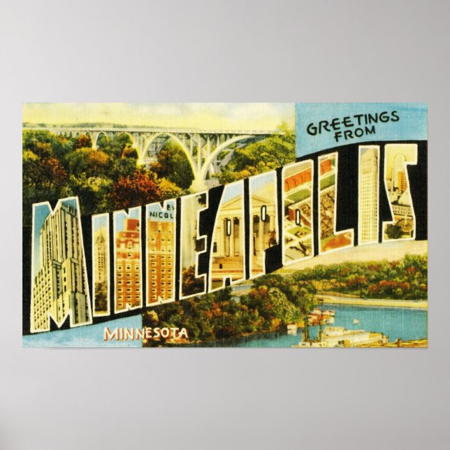 Poster Salutations de Minneapolis Minnesota (Devant)