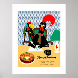 Poster Salutations de Noël du Rooster portugais