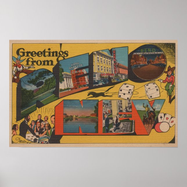 Poster Salutations de Reno, NevadaReno, NV (Devant)