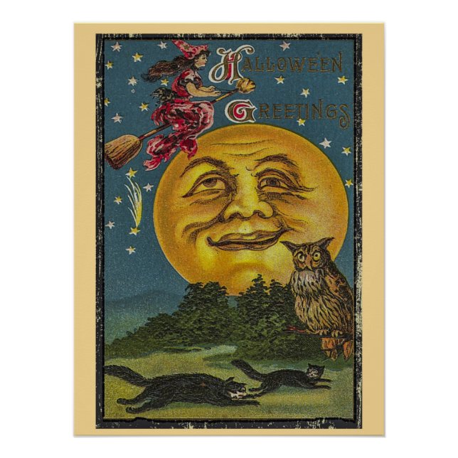 Poster Salutations d'Halloween vintage (Devant)