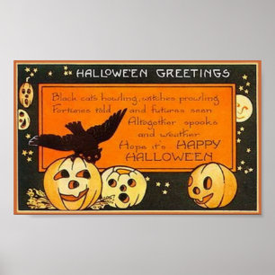 Poster Salutations d'Halloween vintage