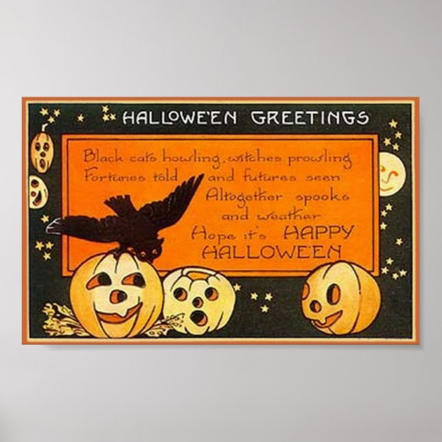 Poster Salutations d'Halloween vintage (Devant)