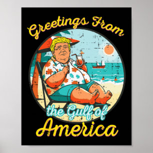 Poster Salutations Du Golfe D'Usa America Plage Drôle