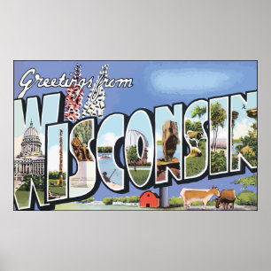 Poster Salutations du Wisconsin, cru