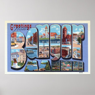 Poster Salutations vintages de Bangor Maine Travel