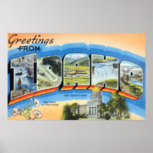 Poster Salutations vintages De Idaho Travel
